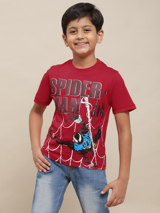 Spider-Man Across The Spider Verse-Part One Red Tshirt For Boys