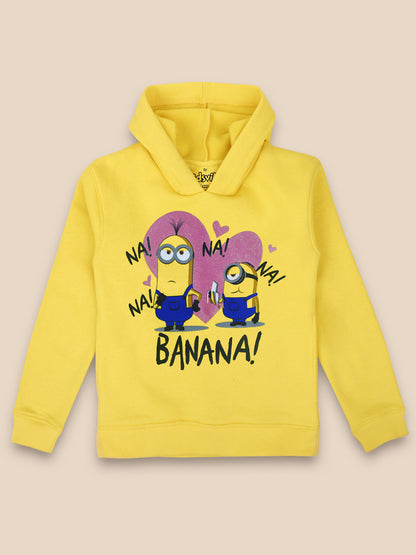 Kids Girls Minions Yellow Hoodie