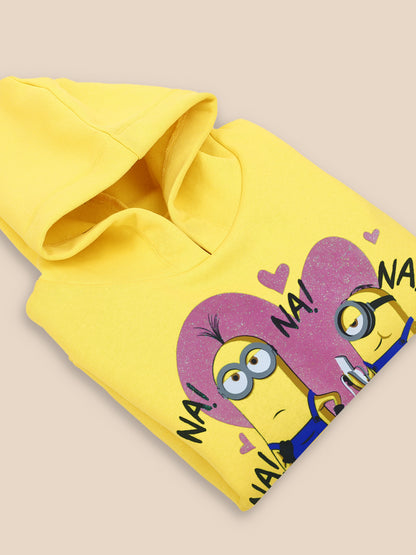 Kids Girls Minions Yellow Hoodie