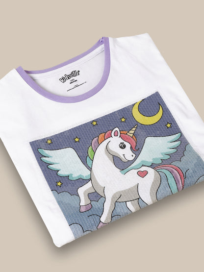 Unicorns White Tshirt For Girls