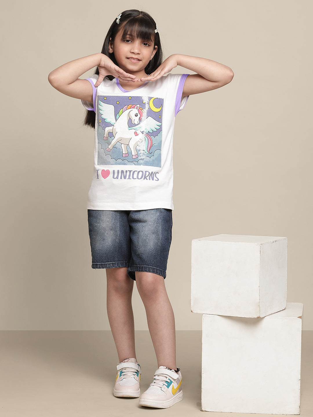 Unicorns White Tshirt For Girls