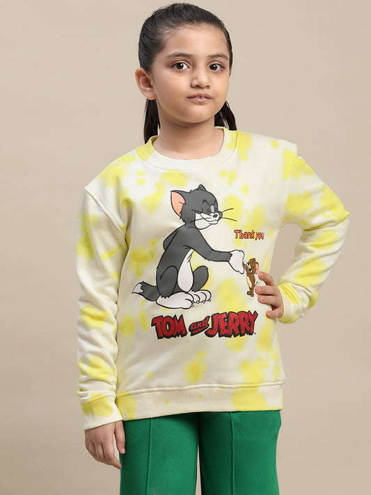 Tom & Jerry Yellow Sweatshirt For Girls