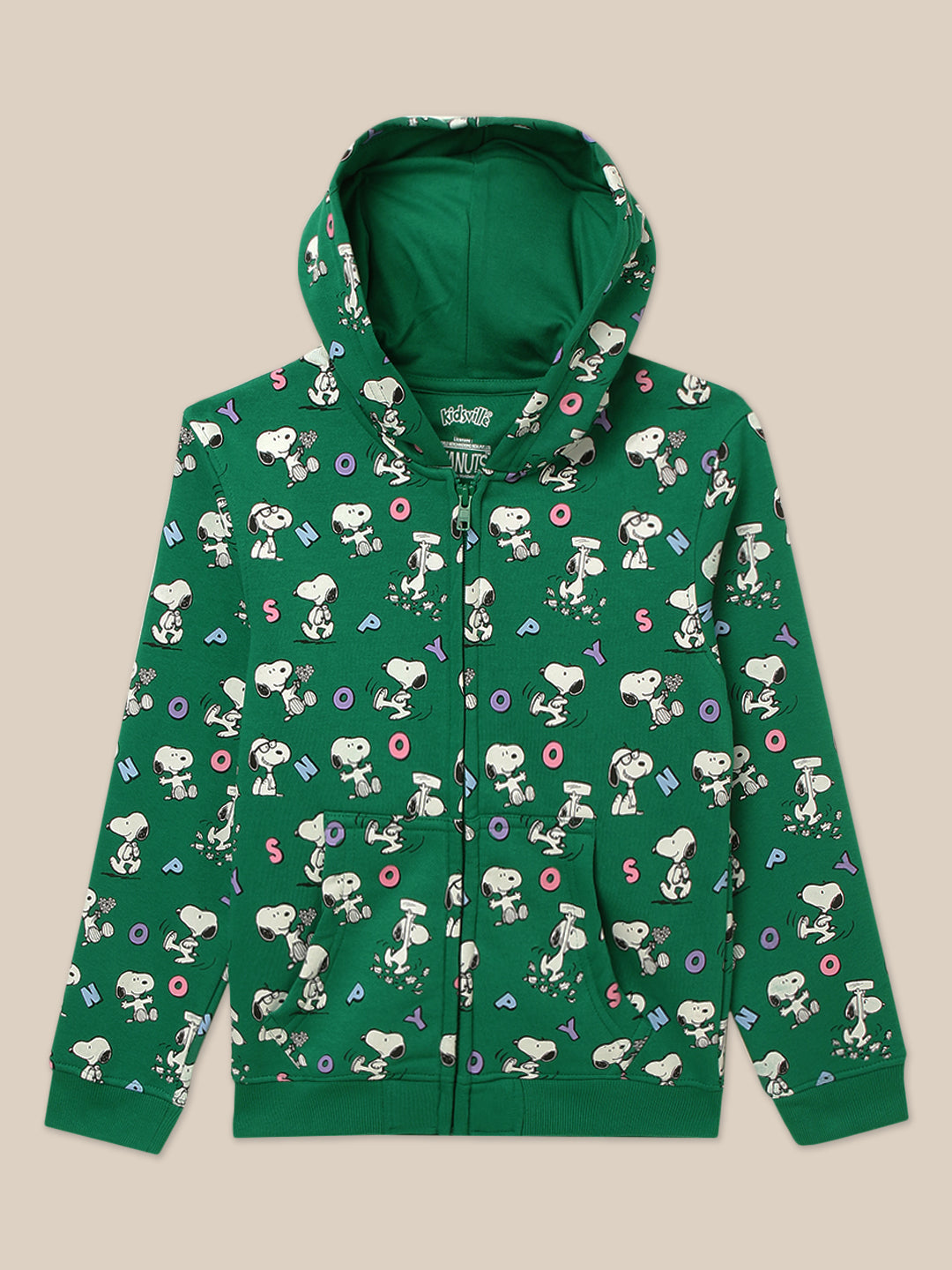 Peanuts Green Hoodie For Girls