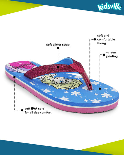 Frozen Sky Blue Flip-Flops For Kids Girls