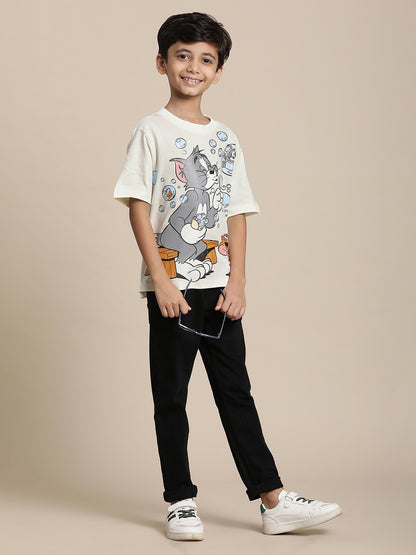 Tom & Jerry Off-White Tshirt For Boys