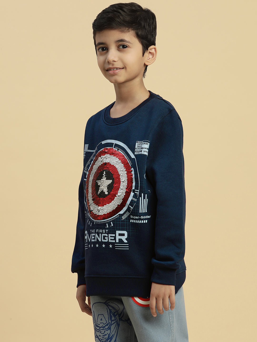 Captain America Navy Sweatshirt For Boys