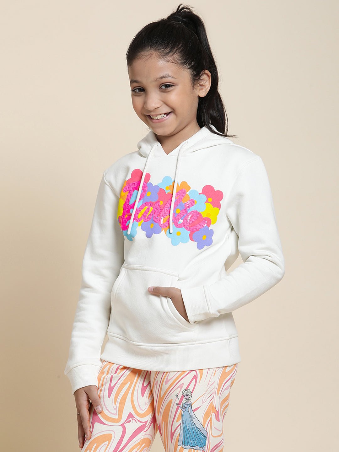 Barbie Off-White Hoodies For Girls