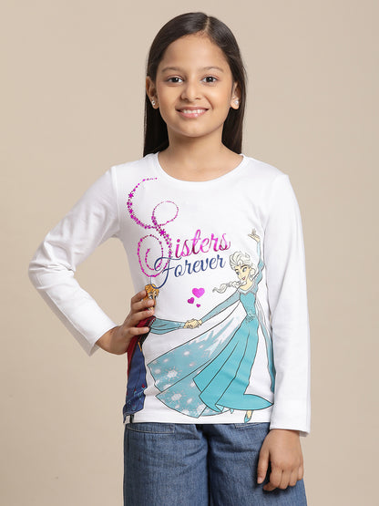 Frozen White Tshirt For Girls