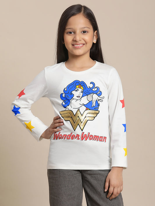 Wonder Woman Off-White Tshirt For Girls