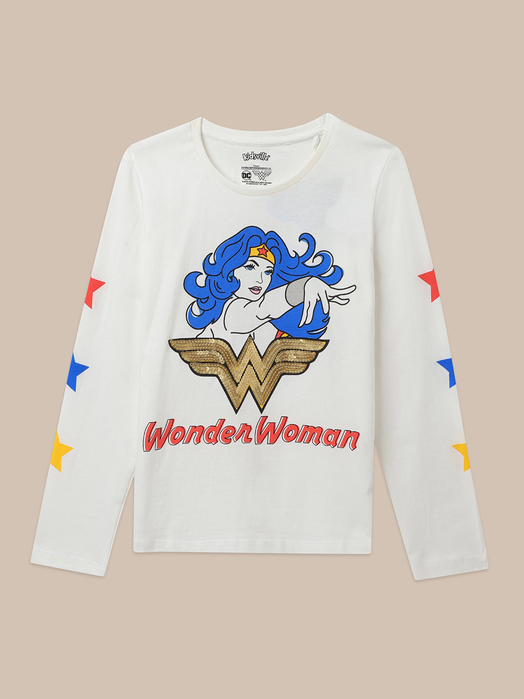 Wonder Woman Off-White Tshirt For Girls