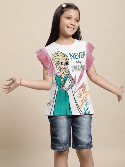 Frozen Printed Regular Fit Tshirt For Girls