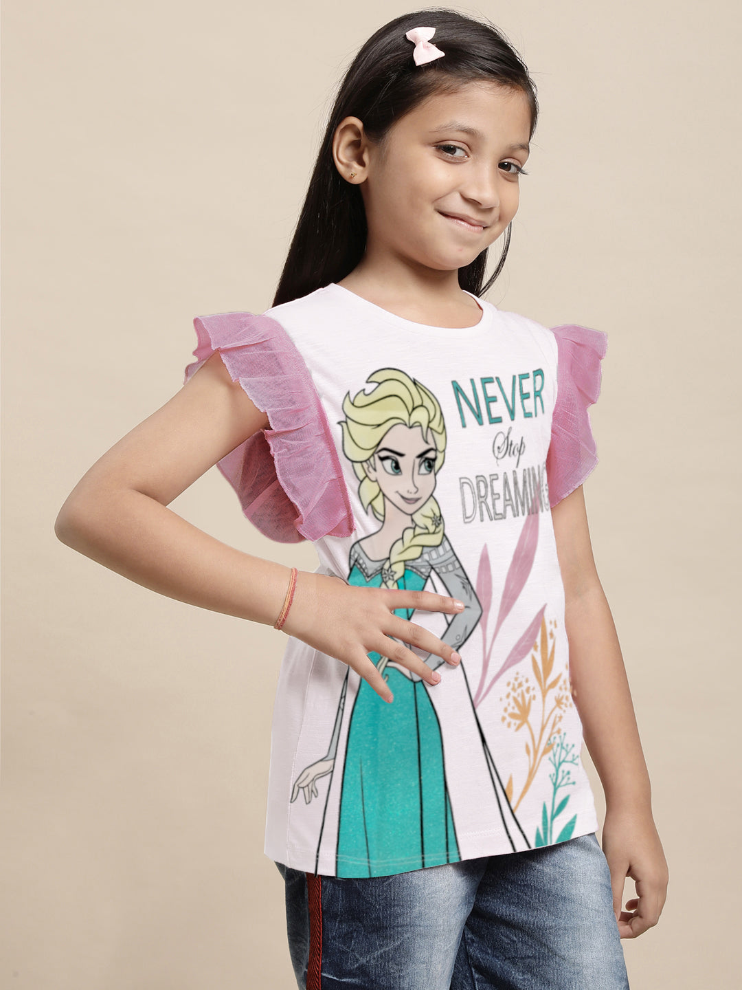 Frozen Printed Regular Fit Tshirt For Girls