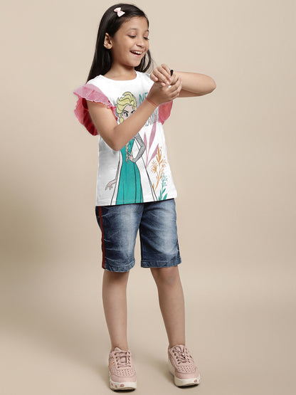 Frozen Printed Regular Fit Tshirt For Girls