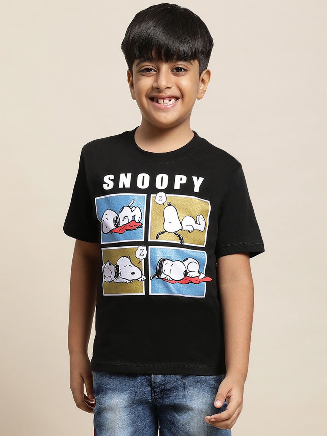 Peanuts Black Tshirt For Boys