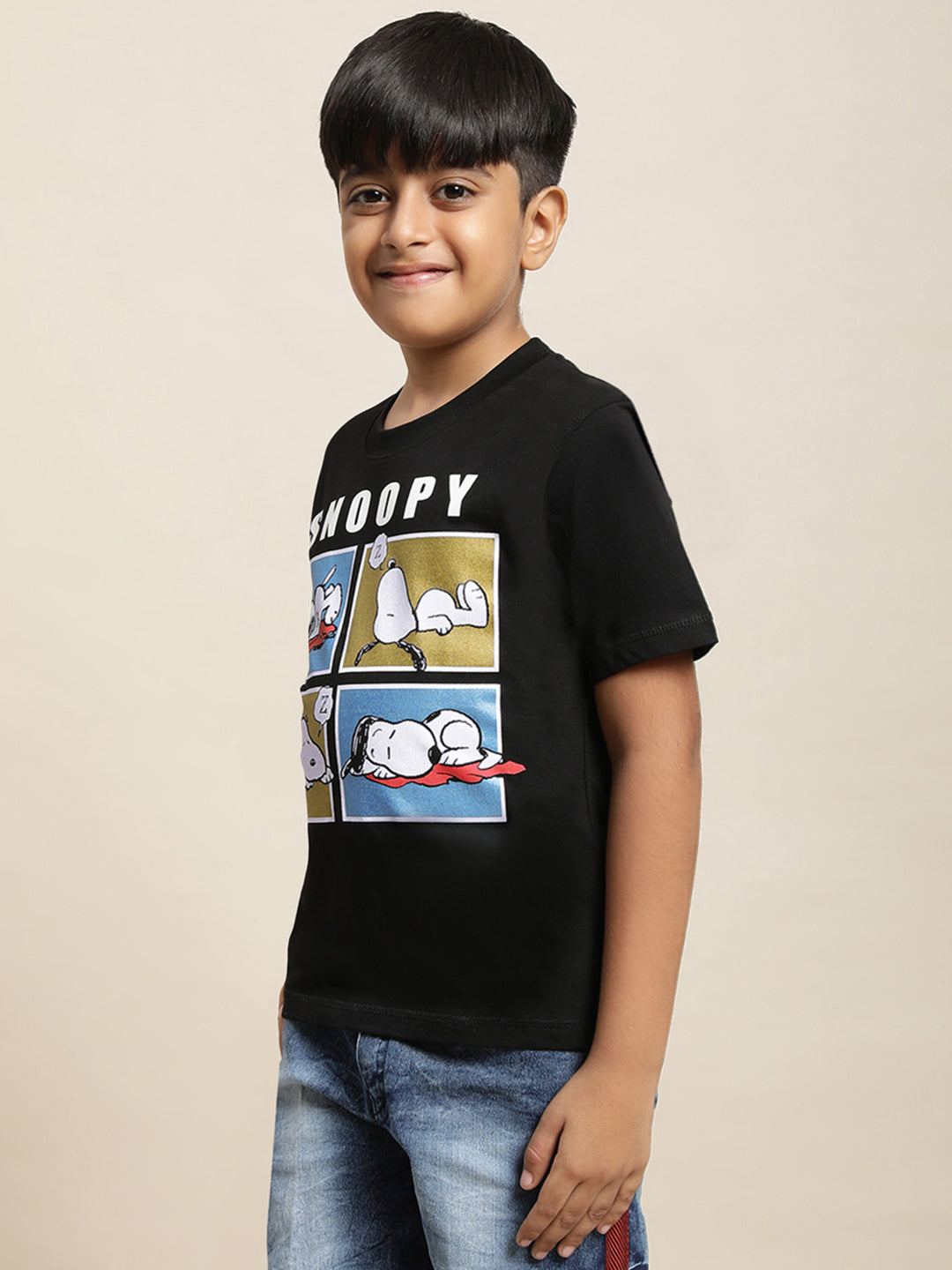 Peanuts Black Tshirt For Boys