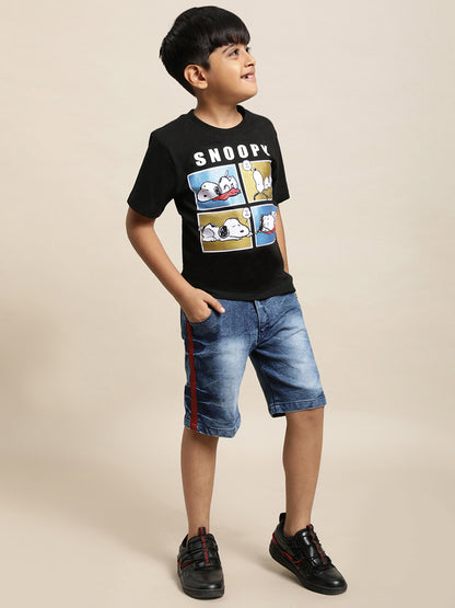 Peanuts Black Tshirt For Boys