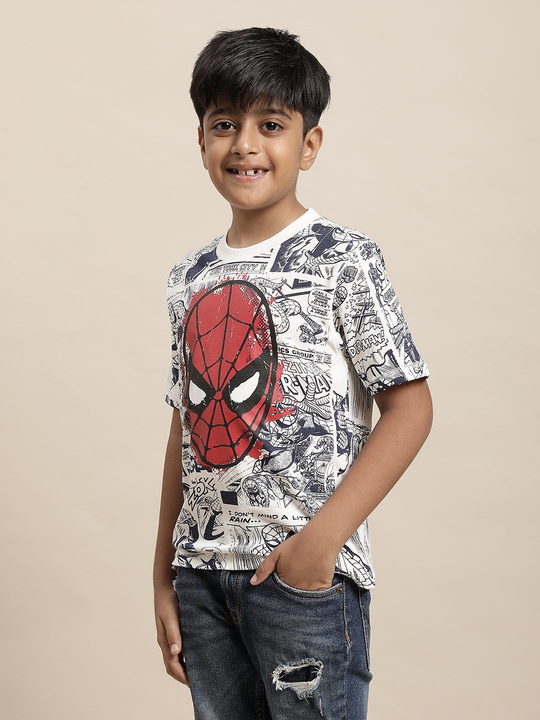 Spiderman Off-White Tshirt For Boys