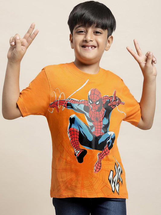 Spiderman Orange Tshirt For Boys