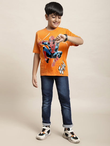 Spiderman Orange Tshirt For Boys