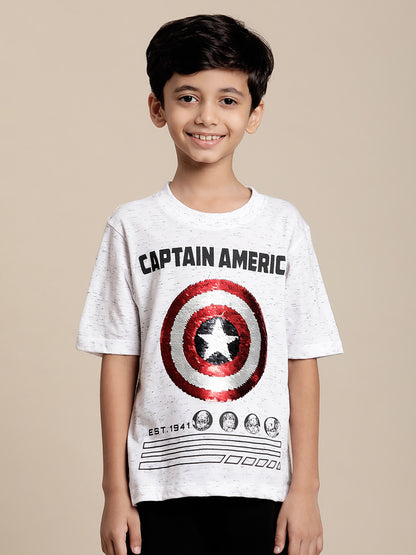 Captain America White Tshirt For Boys