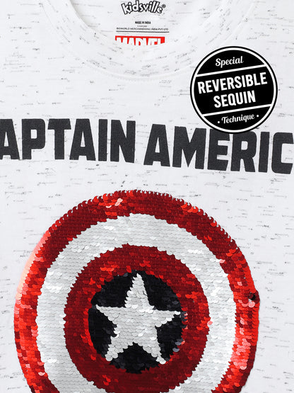 Captain America White Tshirt For Boys