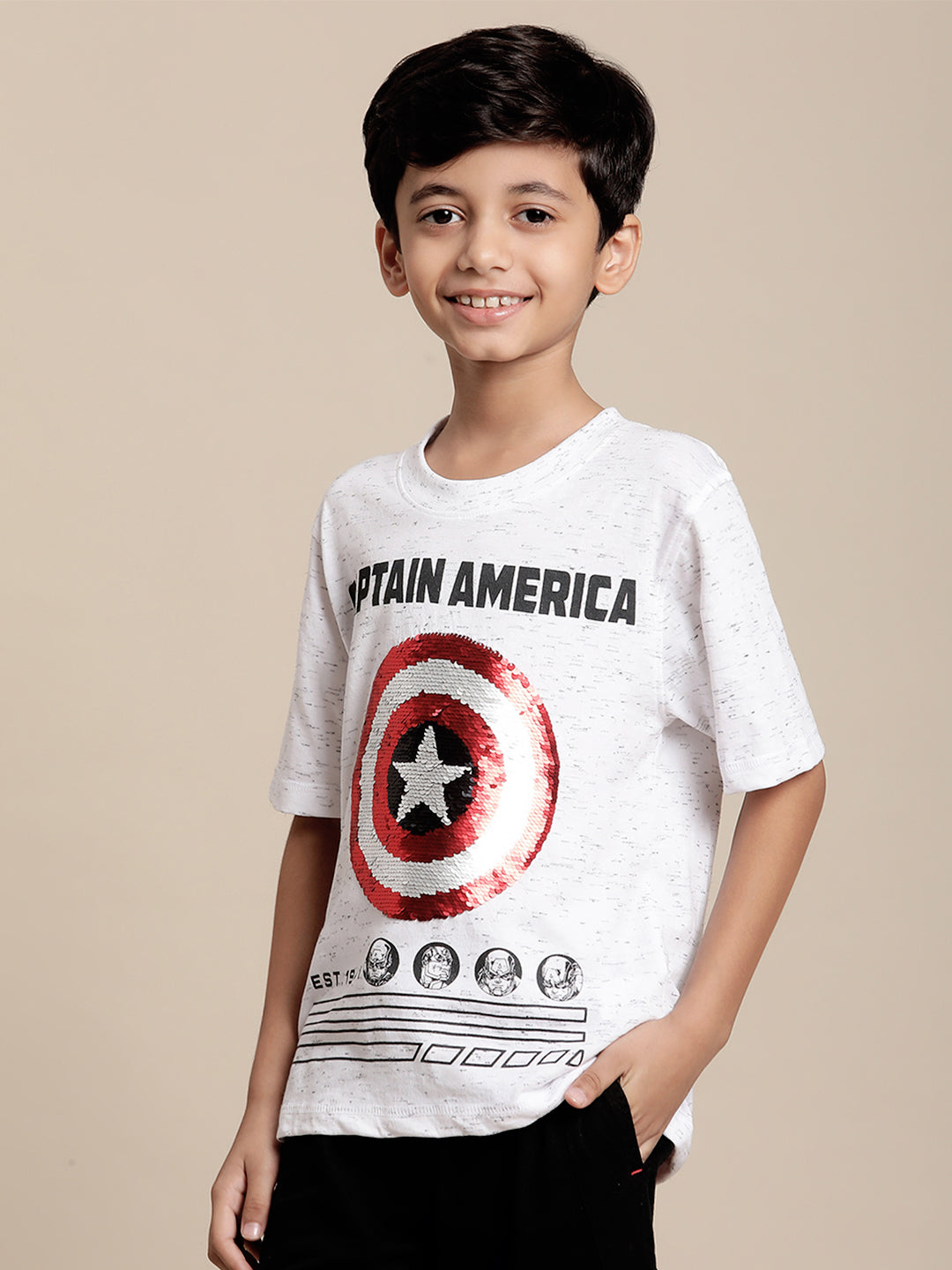 Captain America White Tshirt For Boys