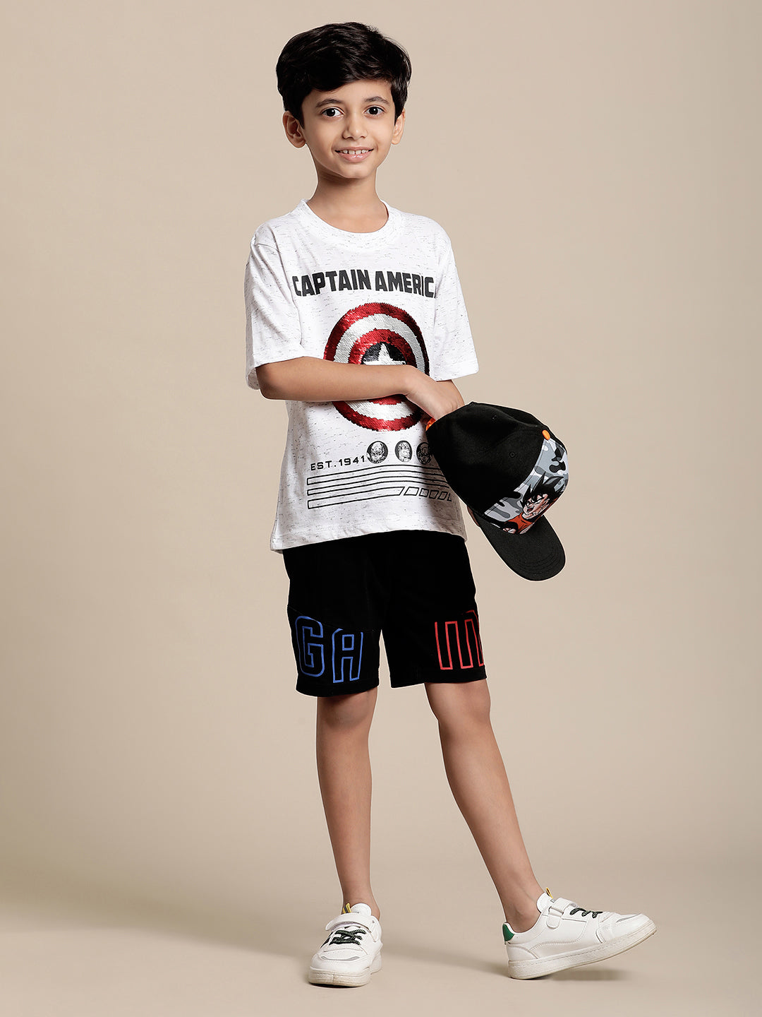 Captain America White Tshirt For Boys