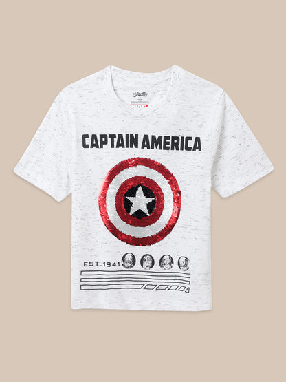 Captain America White Tshirt For Boys