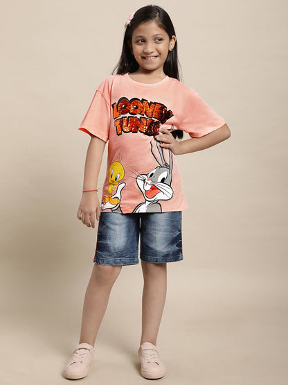 Looney Tunes Orange Tshirt For Girls