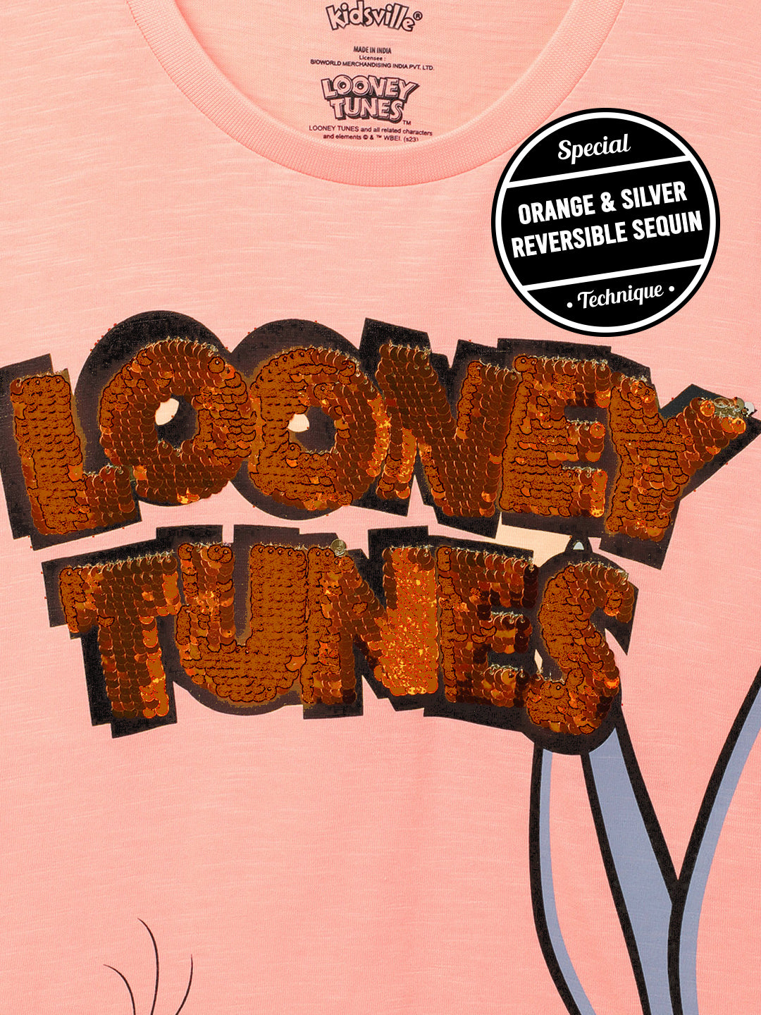 Looney Tunes Orange Tshirt For Girls