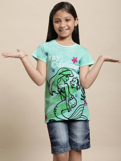 Disney Princess Green Tshirt For Girls