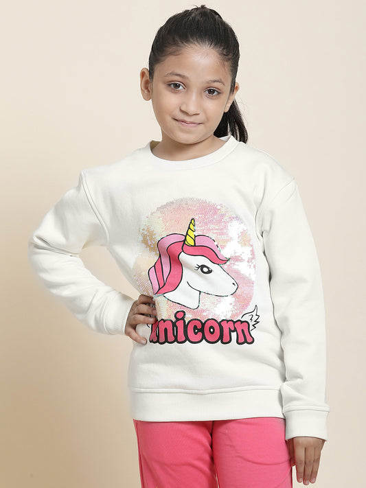 Unicorns Off-White Sweatshirt For Girls