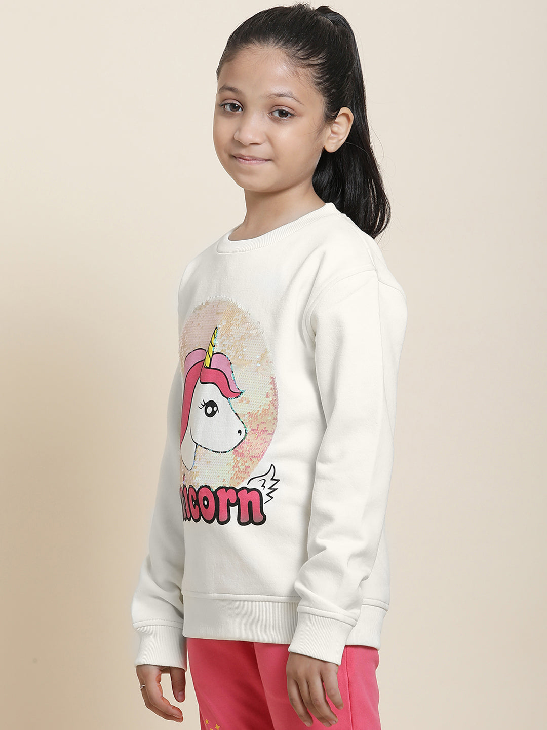 Unicorns Off-White Sweatshirt For Girls