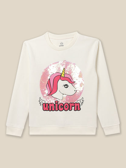 Unicorns Off-White Sweatshirt For Girls