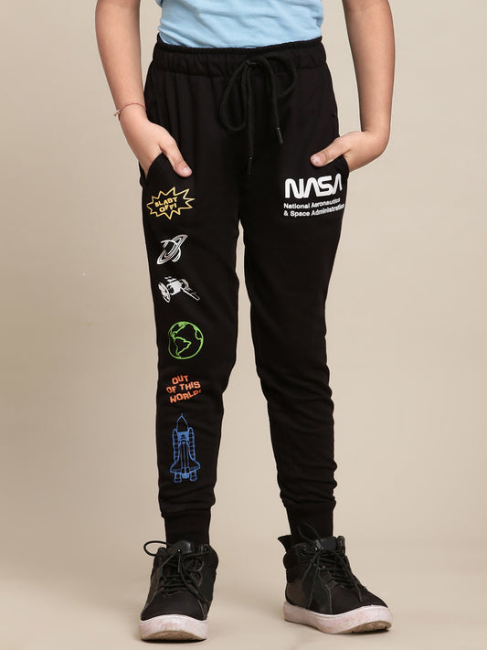 Nasa Black Jogger For Boys