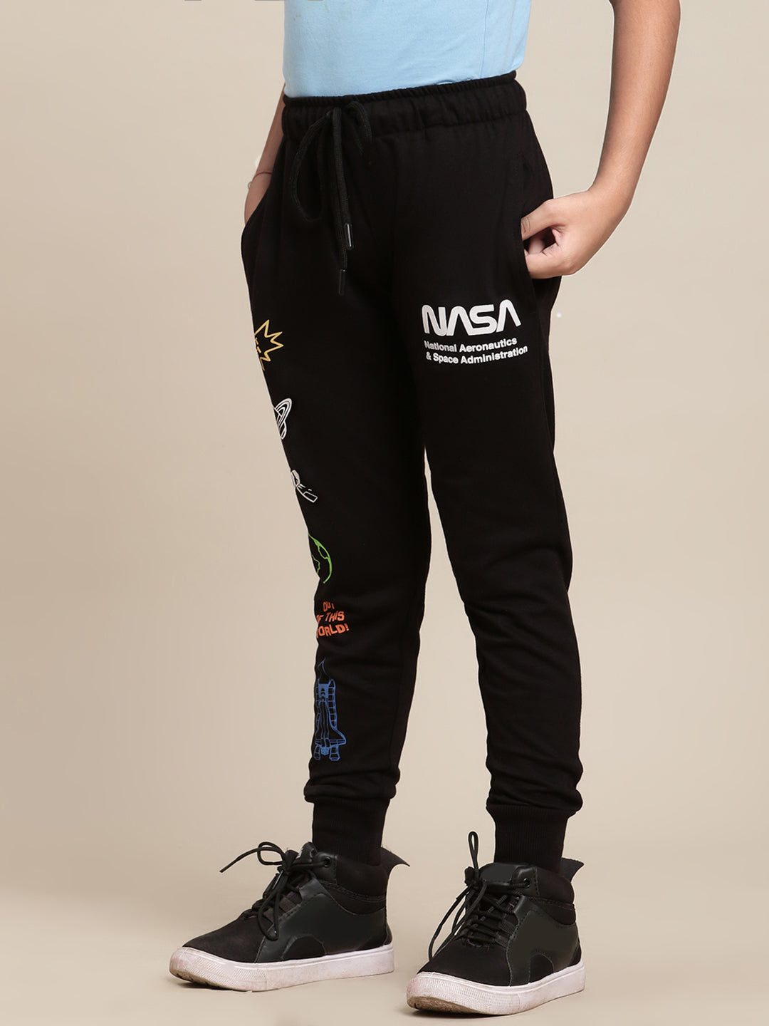 Nasa Black Jogger For Boys