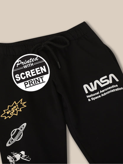 Nasa Black Jogger For Boys