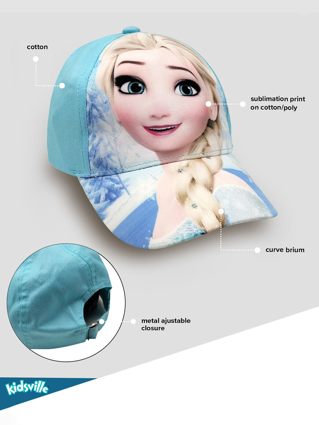 Kids Girls Frozen Blue Cap