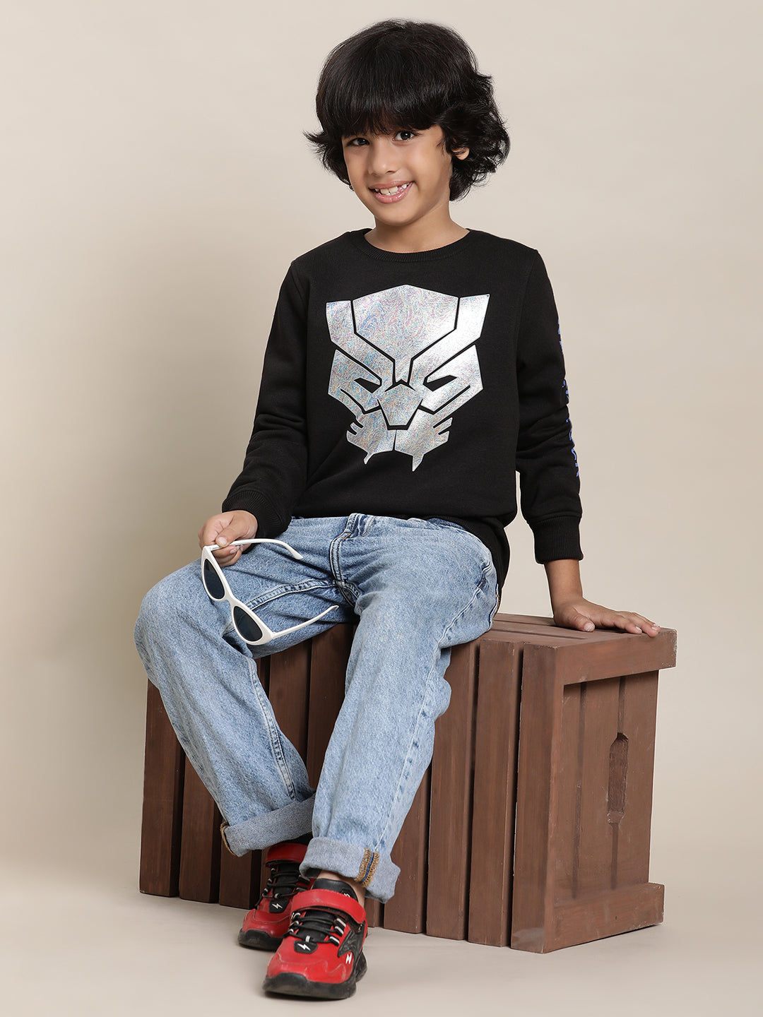 Black Panther Black Sweatshirt For Boys