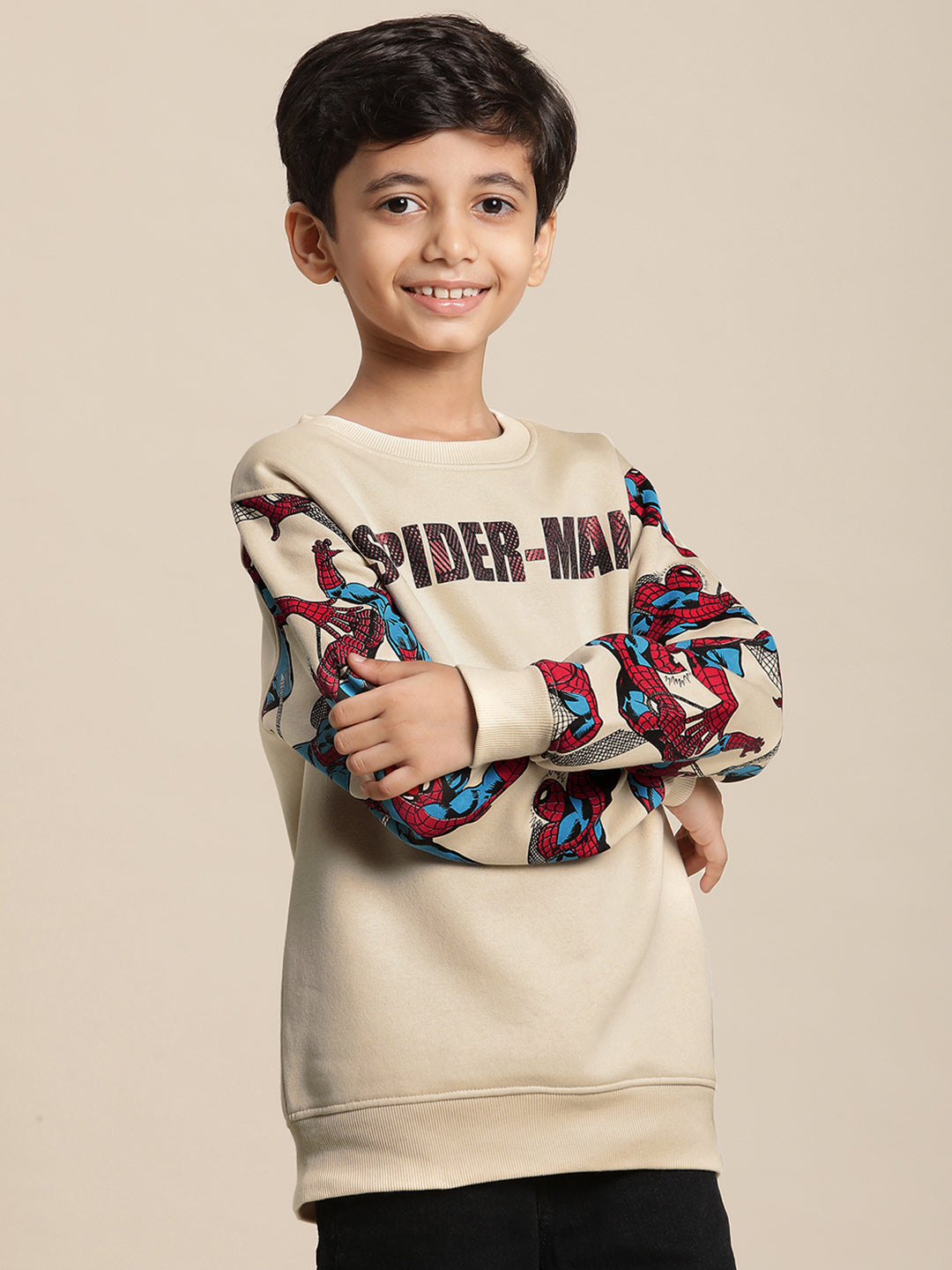 Marvel Comics Light Brown Sweatshirt For Boys