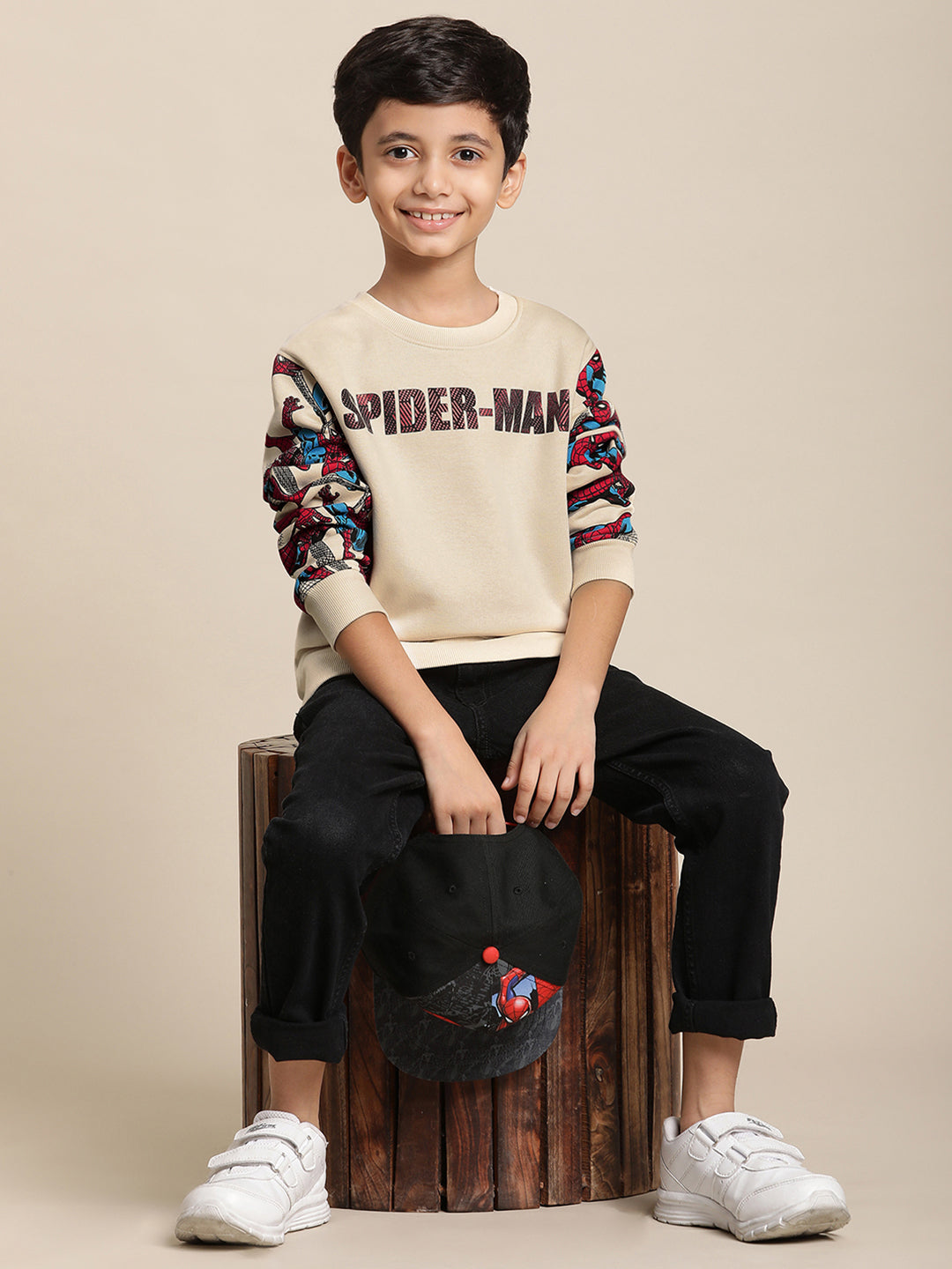 Marvel Comics Light Brown Sweatshirt For Boys