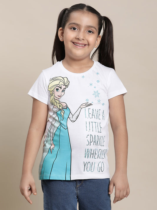 Frozen White Tshirt For Girls