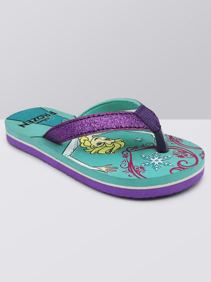 Frozen Teal Flip-Flops For Kids Girls