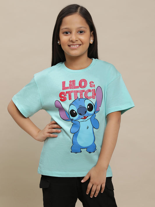 Stitch Blue Tshirt For Girls