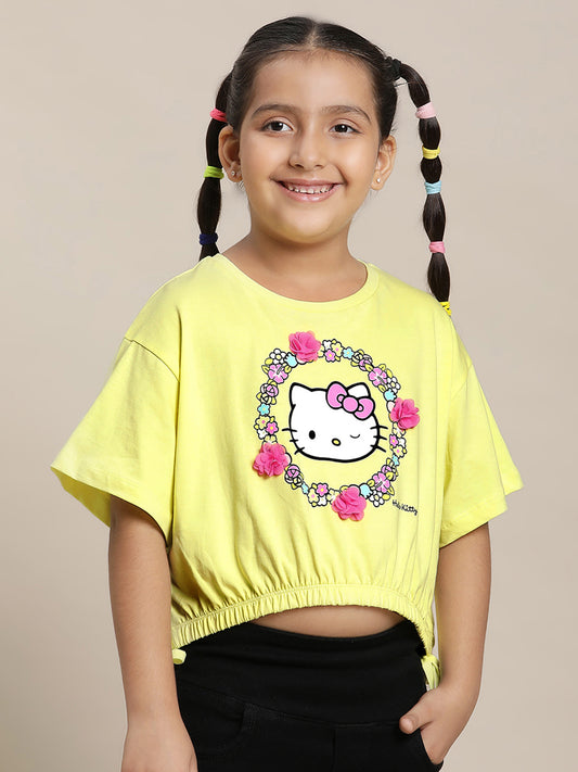 Hello Kitty Yellow Tshirt For Girls