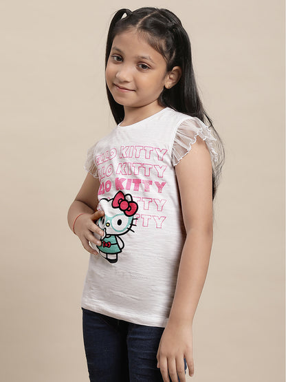 Hello Kitty White Tshirt For Girls