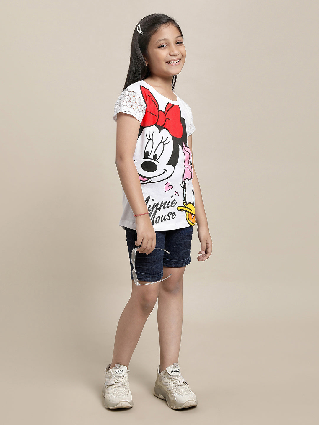 Mickey & Friends White Tshirt For Girls