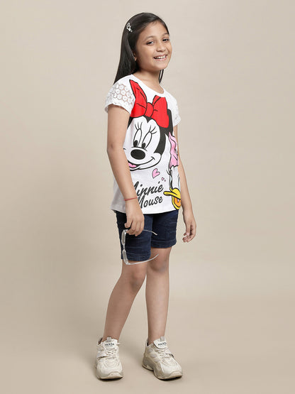 Mickey & Friends White Tshirt For Girls