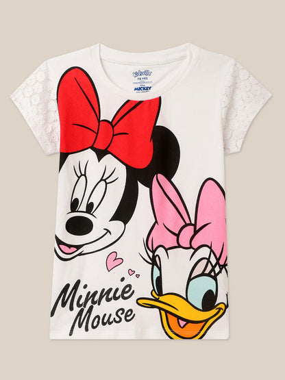 Mickey & Friends White Tshirt For Girls