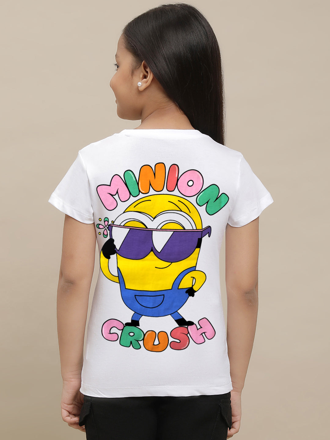 Minions White Tshirt For Girls